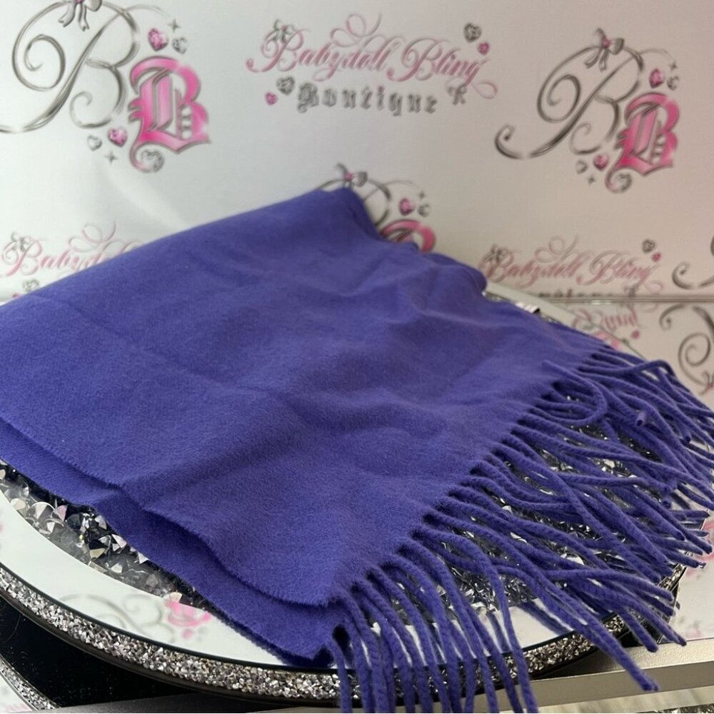 Montavoni scarve cashmere Purple Fringe Scarf tassle royal purple